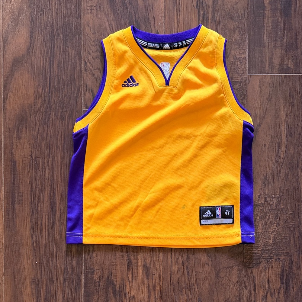 Adidas Kids Gold and Purple Sports Jersey- Laker’s